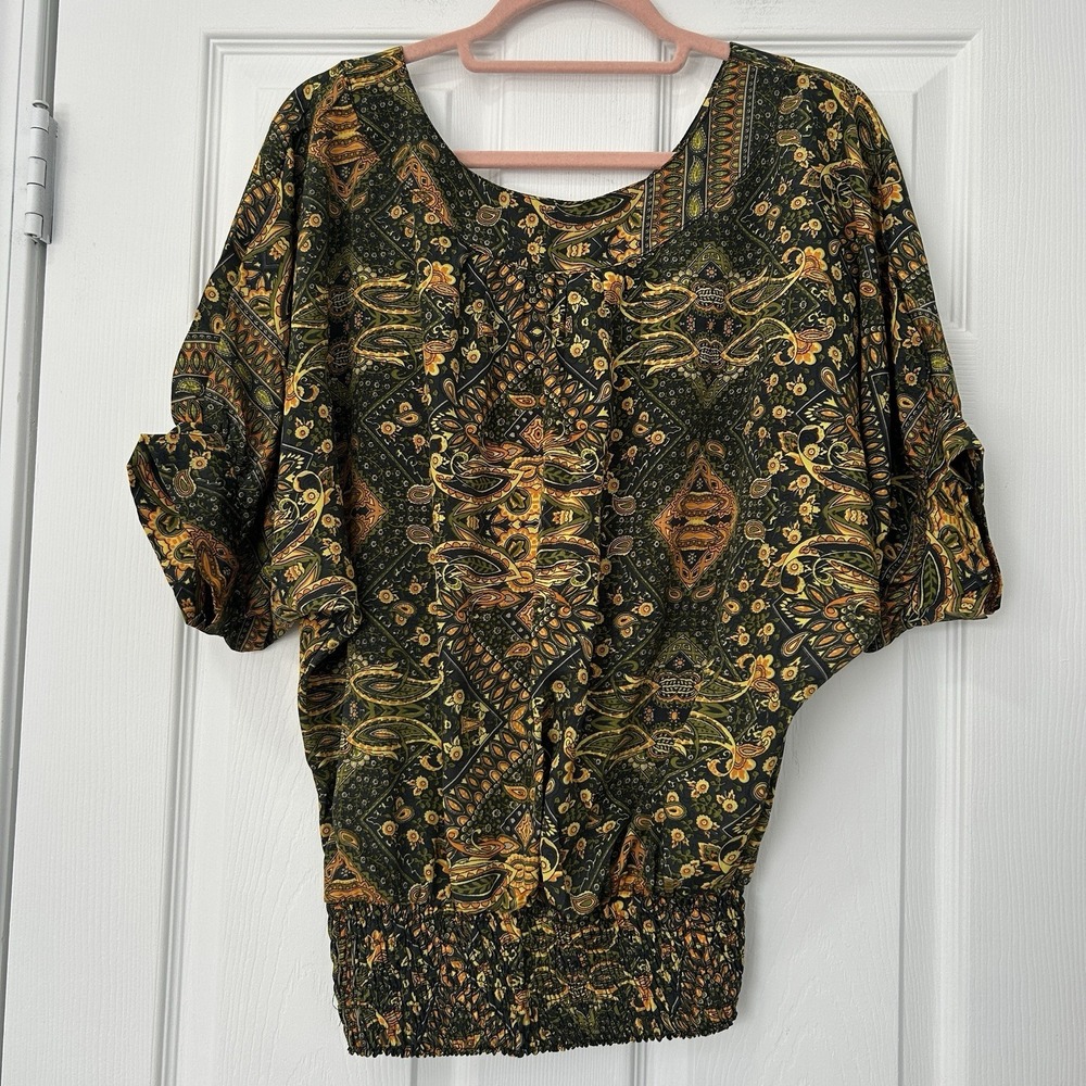 Karma‎ Highway Boho Paisley Open Back Tassel Tie Top Festival Indie Gypsy NWOT
